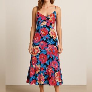 NWT Anthropologie Tina floral flounce midi dress size US 6